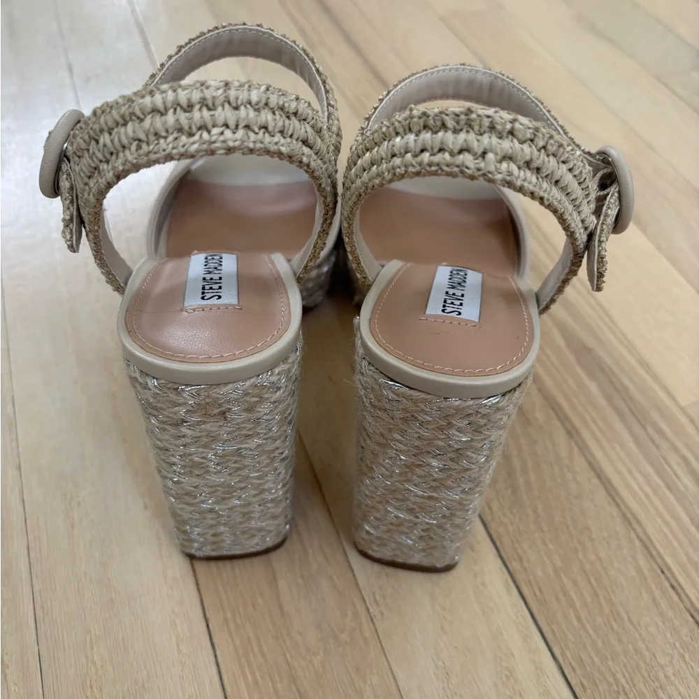 Steve Madden Cream Platform Heels with Ankle Strap - Picture 4 of 8